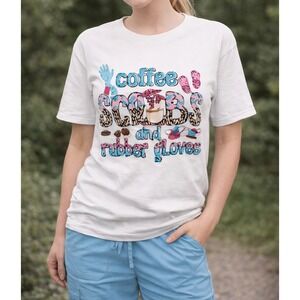 Tops White Women Large T-shirt with Nurse Designs‎